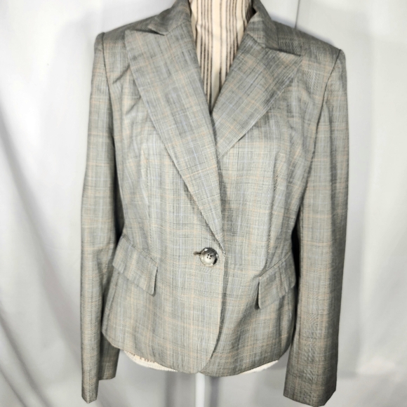 LOFT Jackets & Blazers - Ann Taylor Loft Black & White w/Multi Blocks of Prints Wool Blazer Size 8